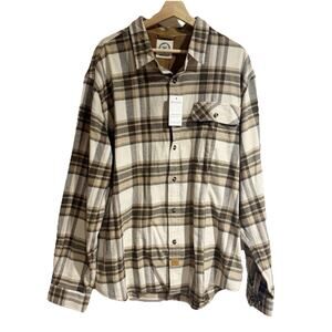 Customized Version Dubinik Long Sleeve Brushed Flannel Brown Button Shirt Sz 2XL